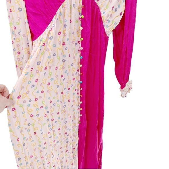 Julyliebe Pink White Floral Long Sleeve Ruffle Sleeve Dress Size NWT XXL - Picture 5 of 14